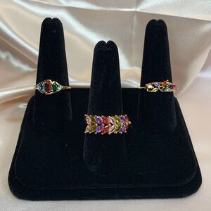 3 PC Set - NEW Pretty Bird Real Rose Gold Plated Candy Stone Rings Size 9